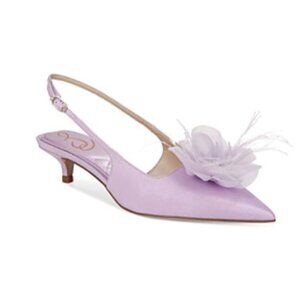 Sam Edelman Faye Orchid Silk Slingback Kitten Heels Size 7.5 NEW